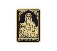 Épinglette émaillée avec carte de tarot mère de chats, 3 x 2 cm, accessoire en métal pour amoureux des chats, accessoire en métal noir et doré, broche sorcière cadeau pour collectionneur
