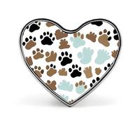 Épinglette en alliage d'aluminium personnalisée en forme de cœur avec empreintes de pattes de chien - Mini broche classique pour sac à dos, chapeau, costume, veste