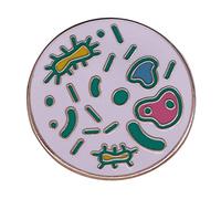 Épinglette en émail avec microbes en forme de loupe - Broche scientifique - Organisme chimique - Broche en métal - Bijoux créatifs - Cadeau pour enseignant, étudiant, médecin, infirmière, métal,