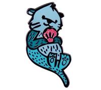 Épinglette en émail dur avec motif loutres en forme d'animal marin, pour la fête des enfants, pour vêtements, sacs à dos, badges, chapeaux, sacs, cadeau, sans pierre précieuse, Acier allié, Sans