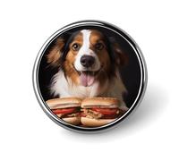 Épinglette en émail mignon tenant un hot-dog rond Fournitures d'artisanat Durable Broche tendance pour homme et femme Accessoire de costume