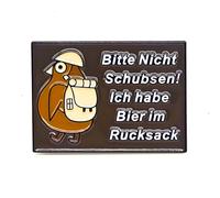 Épinglette en émail plaqué pour vêtements, sacs et cordons Inscription Please Don't Push Me, I Have Beer In My Backpack