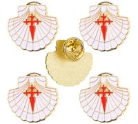 Épinglette En Émail Représentant Une Coquille Saint-jacques, Symbole Du Chemin De Saint-jacques-de-compostelle (lot De 5) - Broche Croix De Saint-jacques, Insigne De Balisage Routier En Forme De