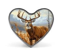 Épinglette en forme de cerf Buck - Jolie broche en forme de cœur - Broche en alliage d'aluminium - Broche tendance exquise pour chapeau, sac, costume, cravate, accessoires de mariage