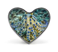 Épinglette en forme de pieuvre bleue en alliage en forme de cœur - Épingles fantaisie amusantes en émail - Badges personnalisés en forme de cœur pour vestes, sacs
