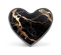 Épinglette en marbre noir et doré - Jolie broche personnalisée en forme de cœur - Broche en alliage d'aluminium - Broche tendance exquise pour chapeau, sac, costume, cravate, accessoires de mariage