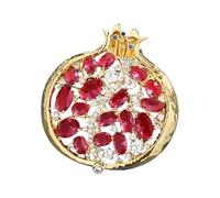 Épinglette en pierres précieuses - Accessoire en métal robuste - Pour mariages et réunions d'affaires - Élégante broche grenade