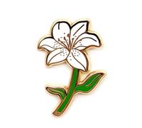 Épinglette fleur de lys blanc - Série de fleurs - Épinglette en émail - Badge plaqué pour vêtements, sacs et cordons