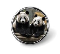 Épinglette mignonne en émail avec deux grands pandas ronds - Fournitures d'artisanat durables et tendance - Pour homme et femme - Accessoire de costume