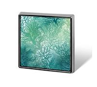 Épinglette personnalisée en alliage d'aluminium avec algues vertes et bleu mer - 1,8 x 1,8 cm - Pour sacs à dos, chapeaux, costumes, vestes, vêtements
