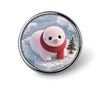 Épinglette ronde à bouton en forme de sceau de Noël