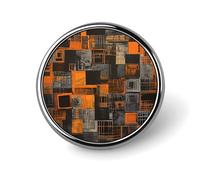 Épinglette ronde à motif carré orange pour femme - Boutons et épingles en métal - Jolie broche rétro pour sac à dos - Accessoire de fête de mariage - Circulaire - Aluminium
