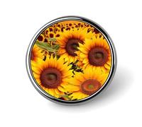 Épinglette ronde à motif de tournesol pour femme, boutons et épingles, badge en métal, jolie broche rétro, épingle à dos tendance pour chapeau, sac à dos, cravate, accessoire de fête de mariage