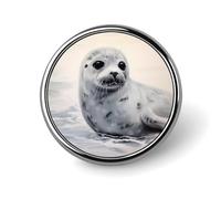 Épinglette ronde en aluminium pour femme, motif phoque du harpe, boutons et épingles fantaisie en métal, jolie broche rétro, épingle à dos tendance pour chapeau, sac à dos, cravate, costume