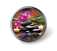 Épinglette ronde en émail avec fleurs dans la fontaine - Décoration de vêtements - Unisexe - Porte-badge, chapeaux, sacs, chemises