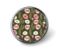 Épinglette ronde en émail avec fleurs vert olive - Fournitures d'artisanat durables et tendance - Accessoire de costume pour homme et femme