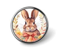 Épinglette ronde en émail avec rosace en forme de lapin - Fournitures d'artisanat durables et tendance - Accessoire de costume pour homme et femme
