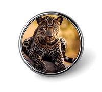 Épinglette ronde en émail motif léopard africain - Fournitures d'artisanat durables et tendance - Accessoire de costume pour homme et femme
