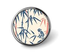 Épinglette ronde en émail - Singe et oiseau - Fournitures d'artisanat - Durable et tendance - Accessoire de costume pour homme et femme