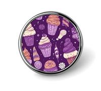 Épinglette ronde en émail violet motif crème glacée pour loisirs créatifs, durable, tendance, accessoire de costume pour homme et femme