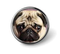 Épinglette ronde en forme de carlin pour femme - Boutons et épingles en métal - Jolie broche rétro pour sac à dos - Accessoire de fête de mariage - Circulaire, aluminium, sans pierre précieuse