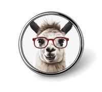 Épinglette ronde en forme de lama avec lunettes - Boutons et épingles en métal - Jolie broche rétro pour sac à dos - Accessoire de fête de mariage