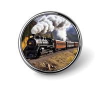 Épinglette ronde en forme de locomotive à vapeur pour femme - Boutons et épingles en métal - Jolie broche rétro pour sac à dos - Accessoire de fête de mariage - Circulaire