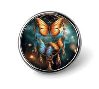 Épinglette ronde en forme de papillon attrape-rêves pour femme - Boutons et épingles en métal - Jolie broche rétro pour sac à dos - Accessoire de fête de mariage - Circulaire