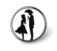Épinglette ronde en forme de silhouette d'amoureux d'anime pour femme, boutons et épingles fantaisie en métal, jolie broche rétro pour sac à dos, cravate, accessoire de fête de mariage, circulaire