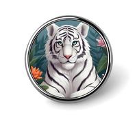 Épinglette ronde en forme de tigre blanc mignon pour femme, boutons et épingles en métal, broche mignonne, broche rétro, épingle de sac à dos pour chapeau, sac à dos, cravate, accessoire de fête de