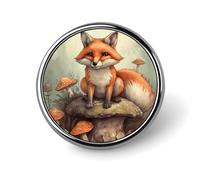 Épinglette ronde en métal Fox in The Woods pour chemises, vestes, chapeaux, Circular, Aluminium, Pas de gemme