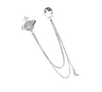 Épinglette sophistiquée en forme de planète en cristal pour homme avec strass et chaîne de suspension - Broche élégante pour costumes