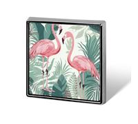 Épinglette tendance en forme de feuilles de flamant rose de dessin animé pour homme et femme pour sac à dos, chapeau amusant et personnalisable (carré)