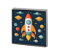 Épinglette tendance en forme de fusée pour costume de bateau spatial pour homme et femme pour sac à dos, chapeau amusant, broche personnalisée pour sac à dos, badge de revers en métal fantaisie (carré