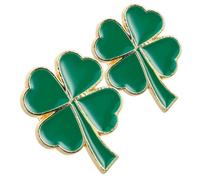Épinglette Trèfle Verte 2 Pièces en Alliage, Broche Compacte Élégante | Design Sécurisé, Lot de Deux, pour Anniversaire et Fête, Bijou Discret au Style Irlandais