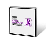 Épinglettes carrées en émail pour la sensibilisation au rétablissement de la toxicomanie et de l'alcoolisme, décorations de fête
