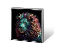 Épinglettes carrées en métal abstrait 3D Art Lion imprimé carré Brooceh Badge pour sacs à dos ou revers, épingle de Saint-Valentin, accessoire de revers, 1,8 x 1,8 cm, aluminium, alliage d'aluminium