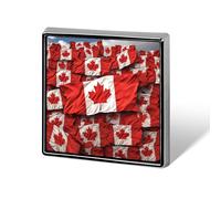 Épinglettes carrées en métal avec drapeau canadien imprimé pour sacs à dos ou revers - Accessoire de Saint-Valentin
