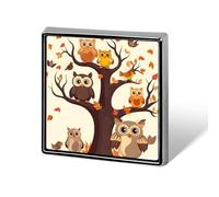 Épinglettes carrées en métal avec motif de chouettes sur l'arbre marron pour sacs à dos ou revers - Accessoire de Saint-Valentin - 1,8 x 1,8 cm - Alliage d'aluminium