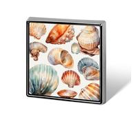 Épinglettes carrées en métal avec motif de coquillage de mer imprimé pour sacs à dos ou revers, épingle de Saint-Valentin, accessoire de revers, 1,8 x 1,8 cm, aluminium, alliage d'aluminium