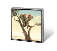 Épinglettes carrées en métal avec petit éléphant sur un arbre imprimé pour sacs à dos ou revers - Accessoire de Saint-Valentin