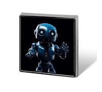 Épinglettes carrées en métal bleu imprimé robot carré brooceh pour sacs à dos ou revers, épingle de Saint-Valentin, accessoire de revers
