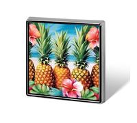 Épinglettes carrées en métal imprimé ananas d'été pour sacs à dos ou revers, épingle de Saint-Valentin, accessoire de revers, 1,8 x 1,8 cm, aluminium, alliage d'aluminium