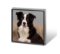 Épinglettes carrées en métal imprimé Border Collie pour sacs à dos ou revers, épingle de Saint-Valentin, accessoire de revers, 1,8 x 1,8 cm, aluminium, alliage d'aluminium