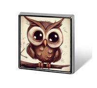 Épinglettes carrées en métal imprimé chouette mignonne pour sacs à dos ou revers, épingle de Saint-Valentin, accessoire de revers, 1,8 x 1,8 cm, aluminium, alliage d'aluminium