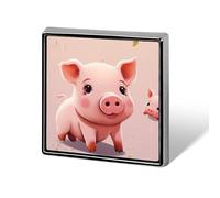Épinglettes carrées en métal imprimé cochon mignon pour sacs à dos ou revers, épingle de Saint-Valentin, accessoire de revers, 1,8 x 1,8 cm, aluminium, alliage d'aluminium