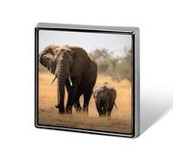 Épinglettes carrées en métal imprimé éléphants marchants pour sacs à dos ou revers, épingle de Saint-Valentin, accessoire de revers, 1,8 x 1,8 cm, aluminium, alliage d'aluminium