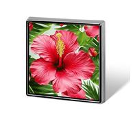 Épinglettes carrées en métal imprimé fleur d'hibiscus pour sacs à dos ou revers, épingle de Saint-Valentin, accessoire de revers, 1,8 x 1,8 cm, aluminium, alliage d'aluminium