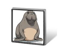 Épinglettes carrées en métal imprimé morse mignon pour sacs à dos ou revers, épingle de Saint-Valentin, accessoire de revers, 1,8 x 1,8 cm, aluminium, alliage d'aluminium