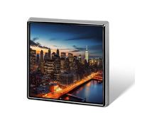 Épinglettes carrées en métal imprimé paysage de la ville de New York pour sacs à dos ou revers, épingle de Saint-Valentin, accessoire de revers, 1,8 x 1,8 cm, aluminium, alliage d'aluminium